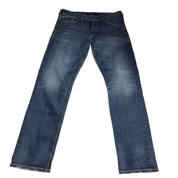 Silver Jeans Co Eddie Jeans Men’s Size 34X34 Blue Relaxed Tapered Cut Dark Wash - Picture 2 of 12